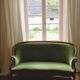 Louis XVI style bench in green velvet