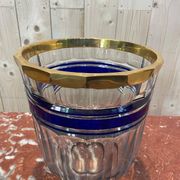 Bohemian crystal and brass vase