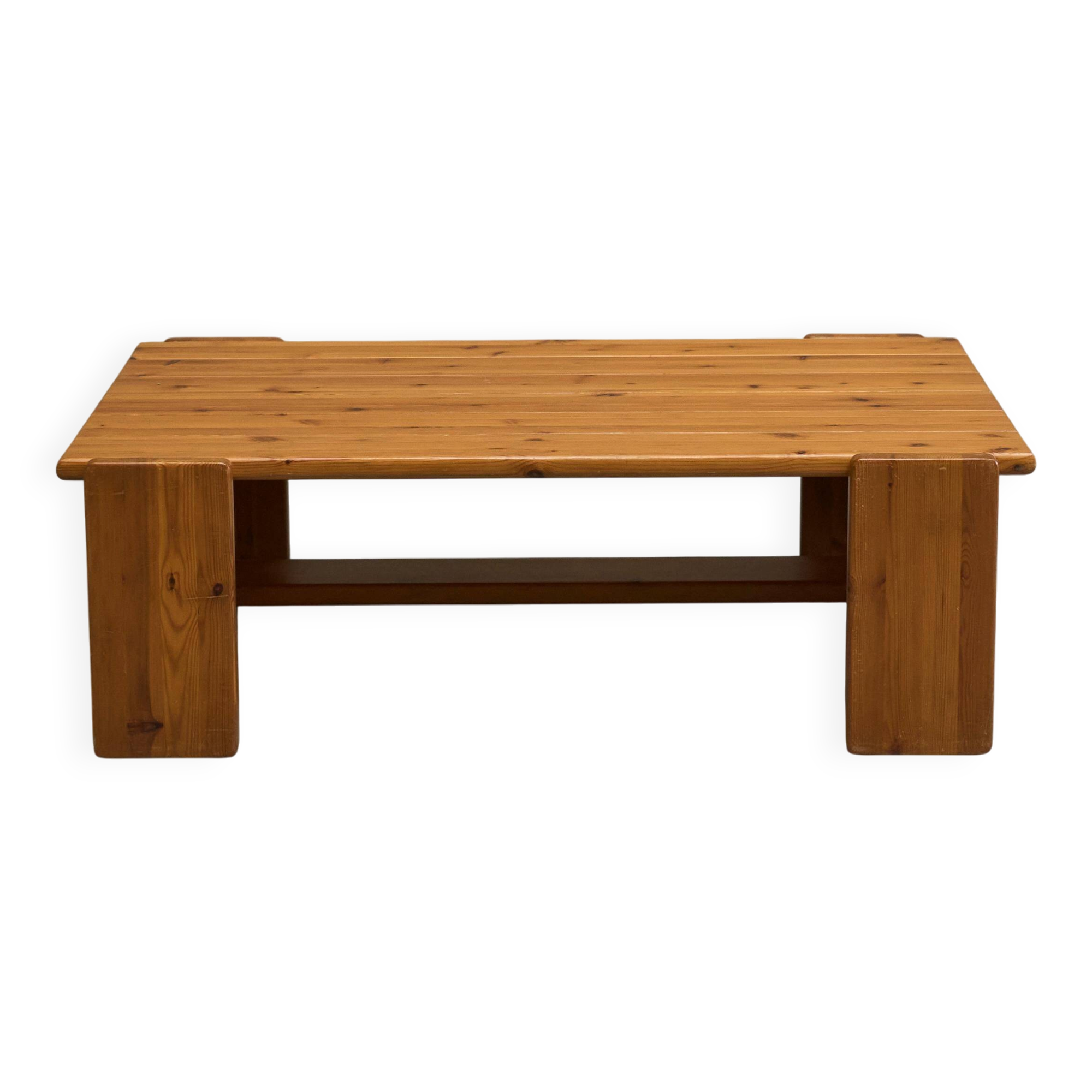 Architectural coffee table in solid pine from the 1970s.