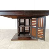 Chaises de salle à manger vintage à haut dossier en bambou avec table, 1960