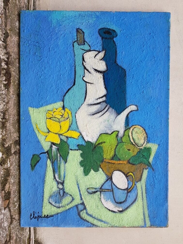 Still life with blue coffee maker