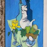 Nature morte à la cafetière bleue