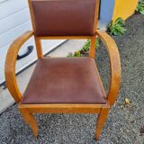 Fauteuil bridge art deco en skaï