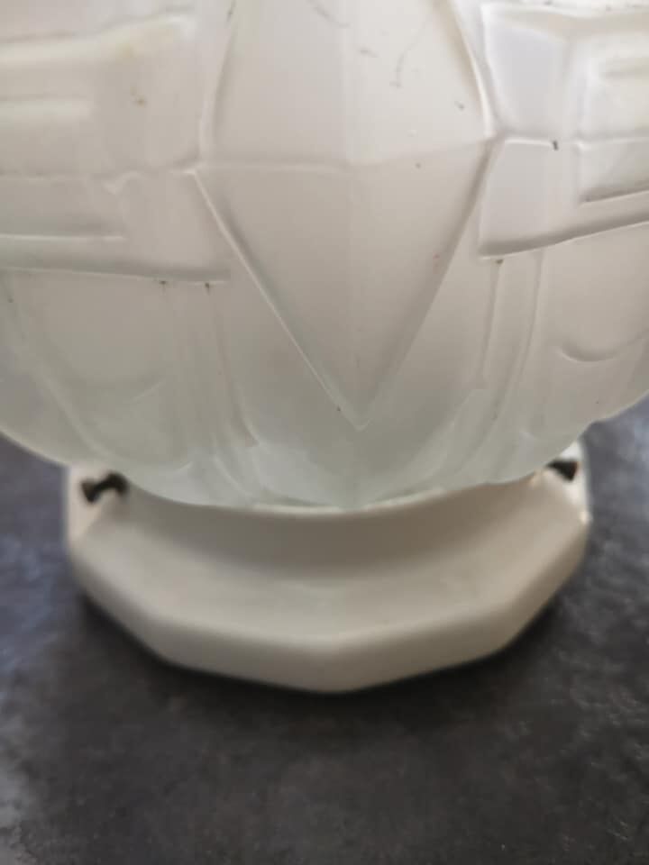 Ceiling lamp wall lamp old globe glass paste white model geometric decoration Ø 16 cm Art Deco 1930