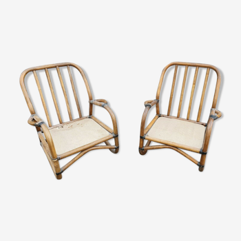 Pair of vintage design rattan chairs