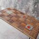 Table basse rotin et céramique années 50