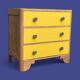 Commode art déco jaune poudré et bois brut