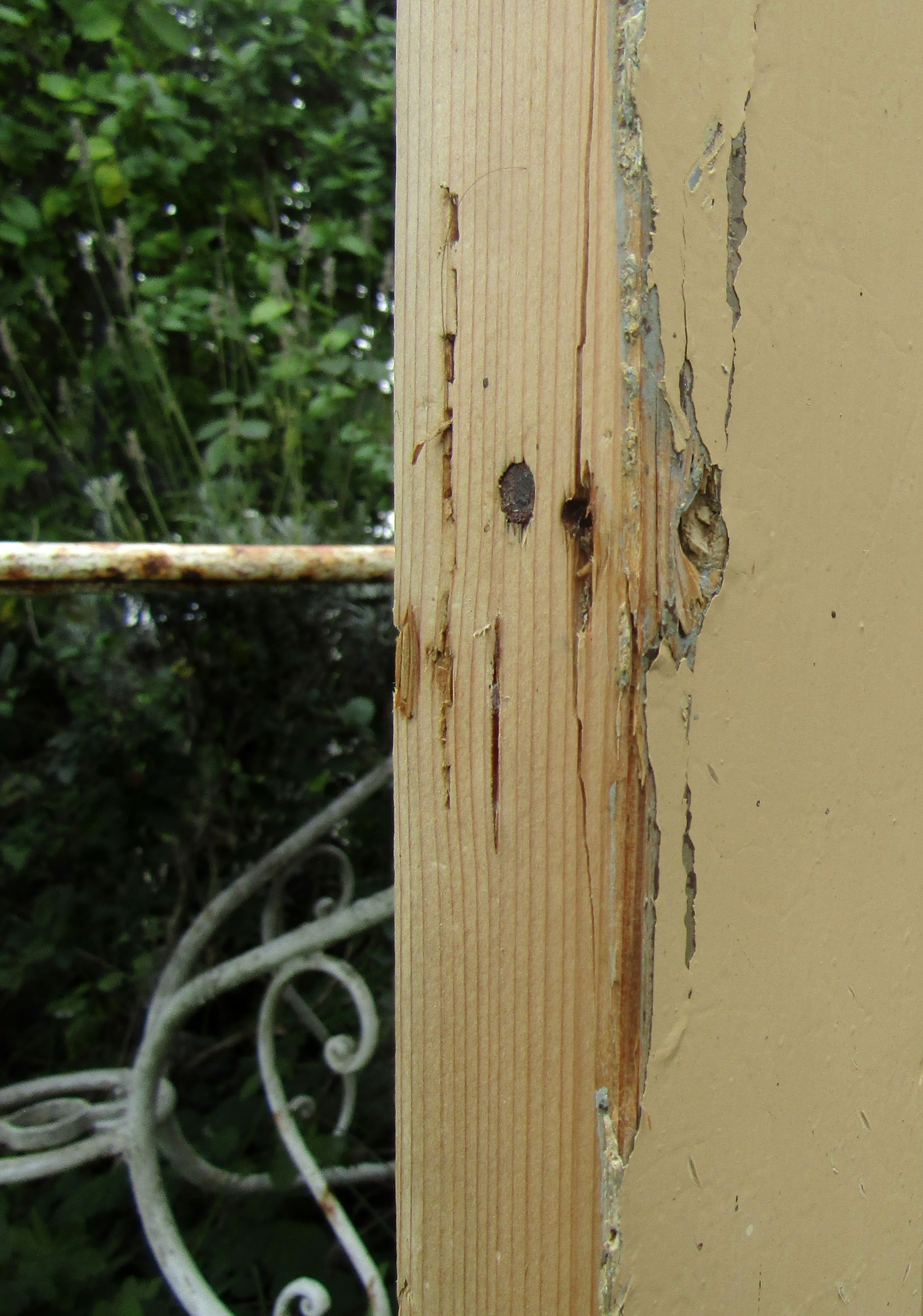 old façade of beige cupboards