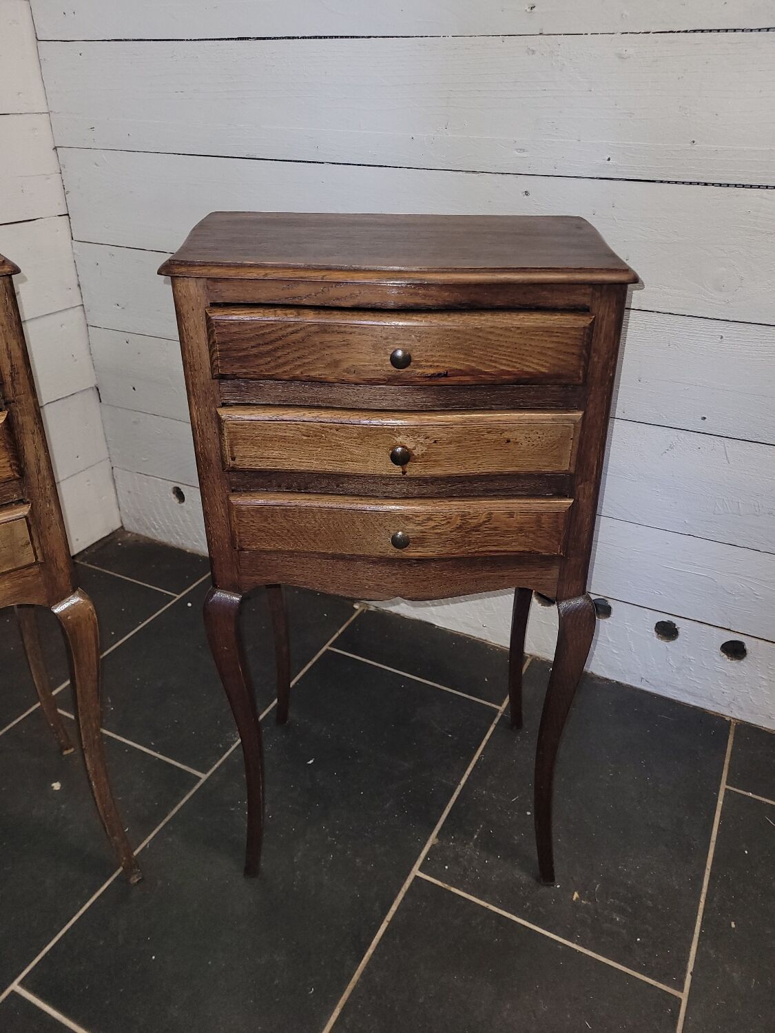 Pair of Louis XV style oak bedside tables