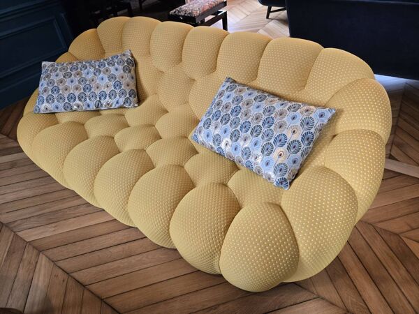 Canapé 3 places et fauteuil Roche Bobois Bubble mini jaune