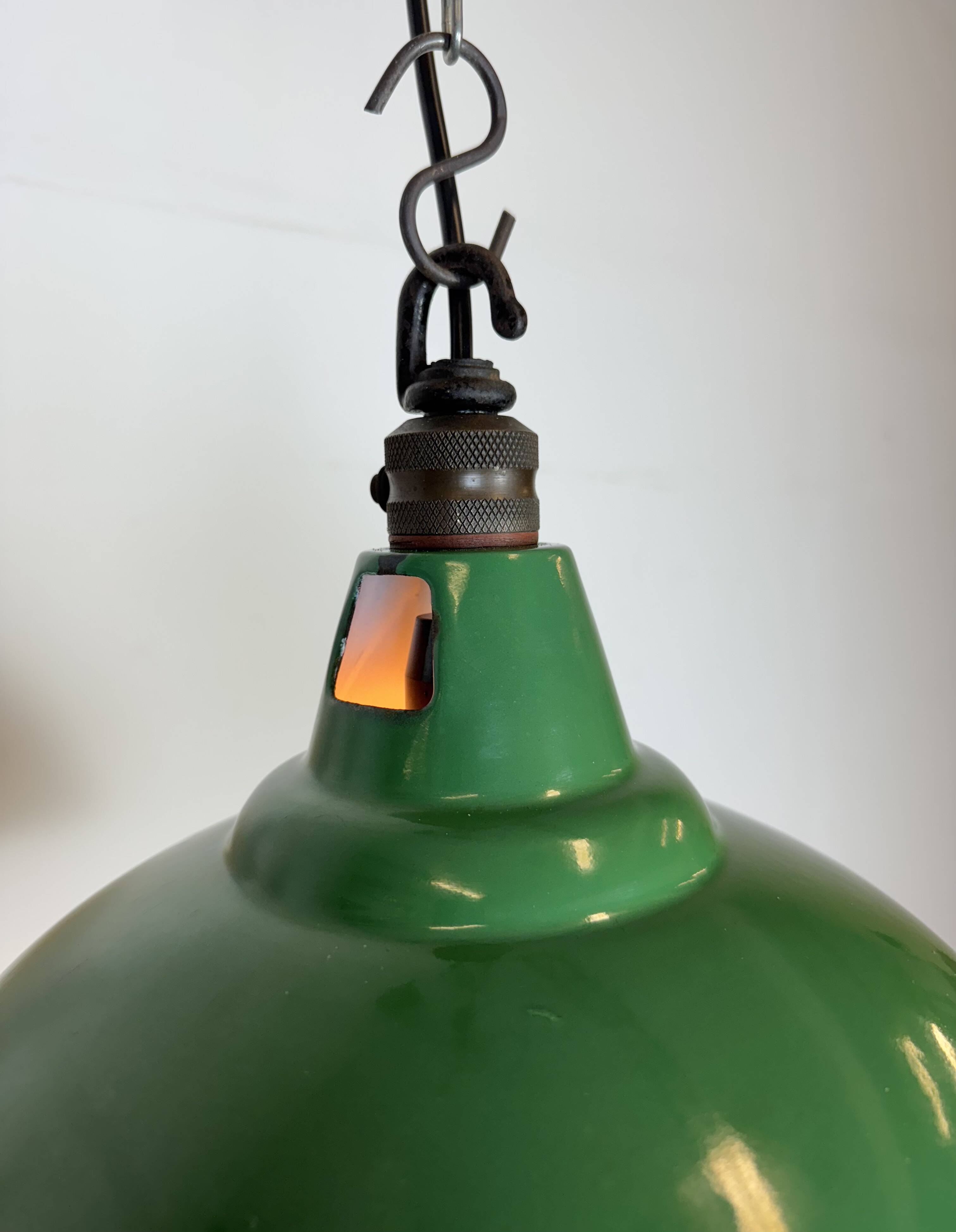 Industrial British Green Enamel Factory Pendant Lamp from Maxlume, 1960s