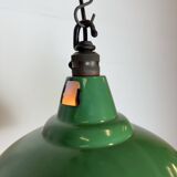 Industrial British Green Enamel Factory Pendant Lamp from Maxlume, 1960s