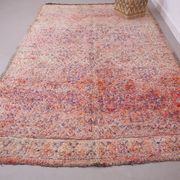 Pink Vintage Moroccan Rug 197 x 320 cm, Berber Wool Rug, Handmade Boho Rug