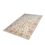 Handmade cream wool ziegler carpet traditional floral area rug- 128x190cm