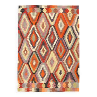 Tapis Kilim géométrique tribal vintage 5x8, 164x233 cm