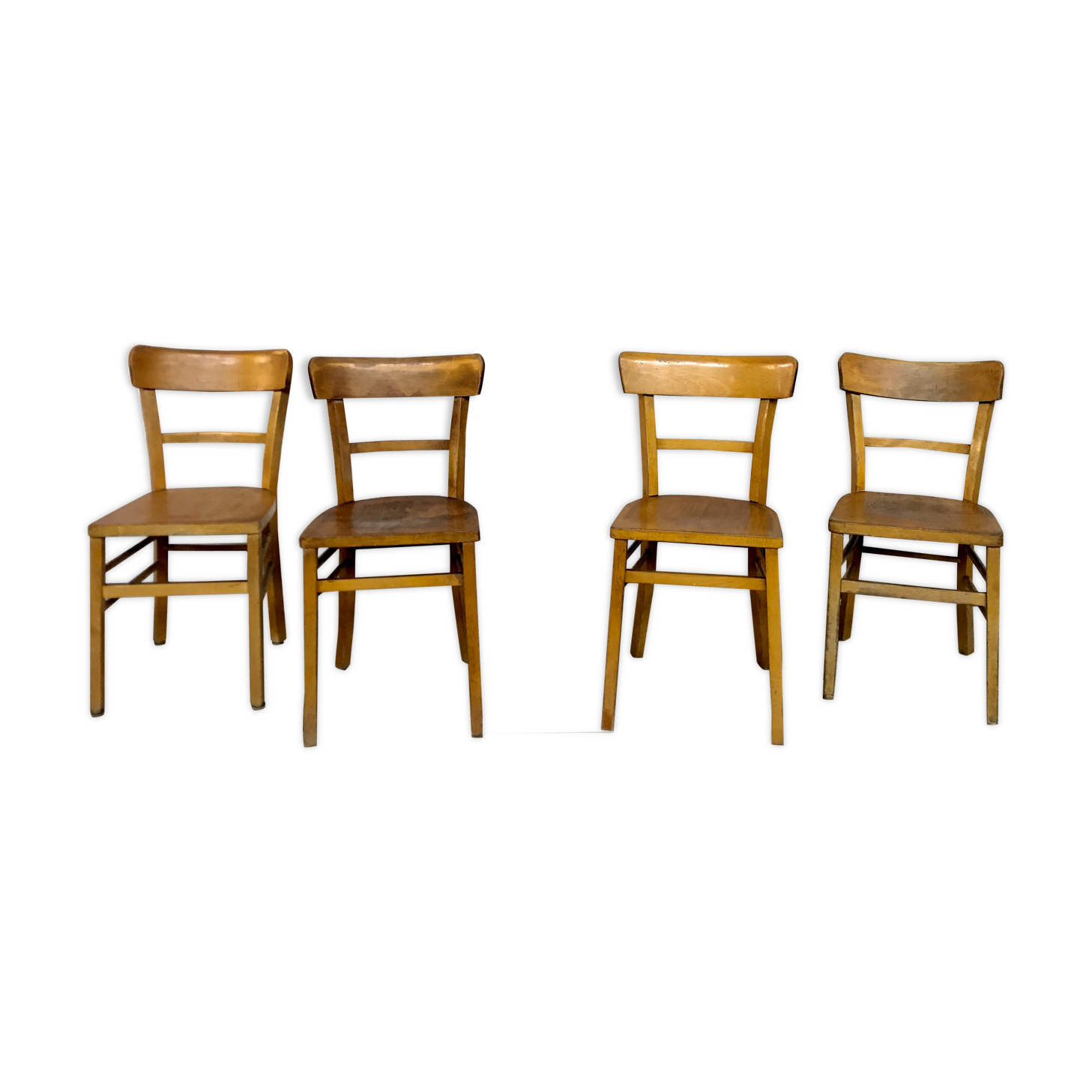 Série 4 chaises en bois troquet bistrot brasserie vintage 1950