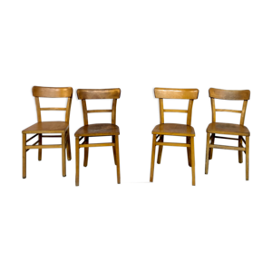 Série 4 chaises en bois - bistrot