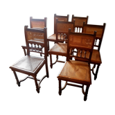 Ensemble de 7 chaises cannées xixème style Henry II