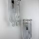 Paire de lampes murales Murano Mazzega à 2 niveaux, en verre dépoli blanc irisé, Italie, vers les années 1960.
