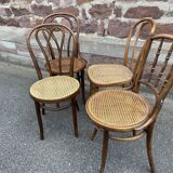 Set of 4 Bistro chairs mismatched curved wood
