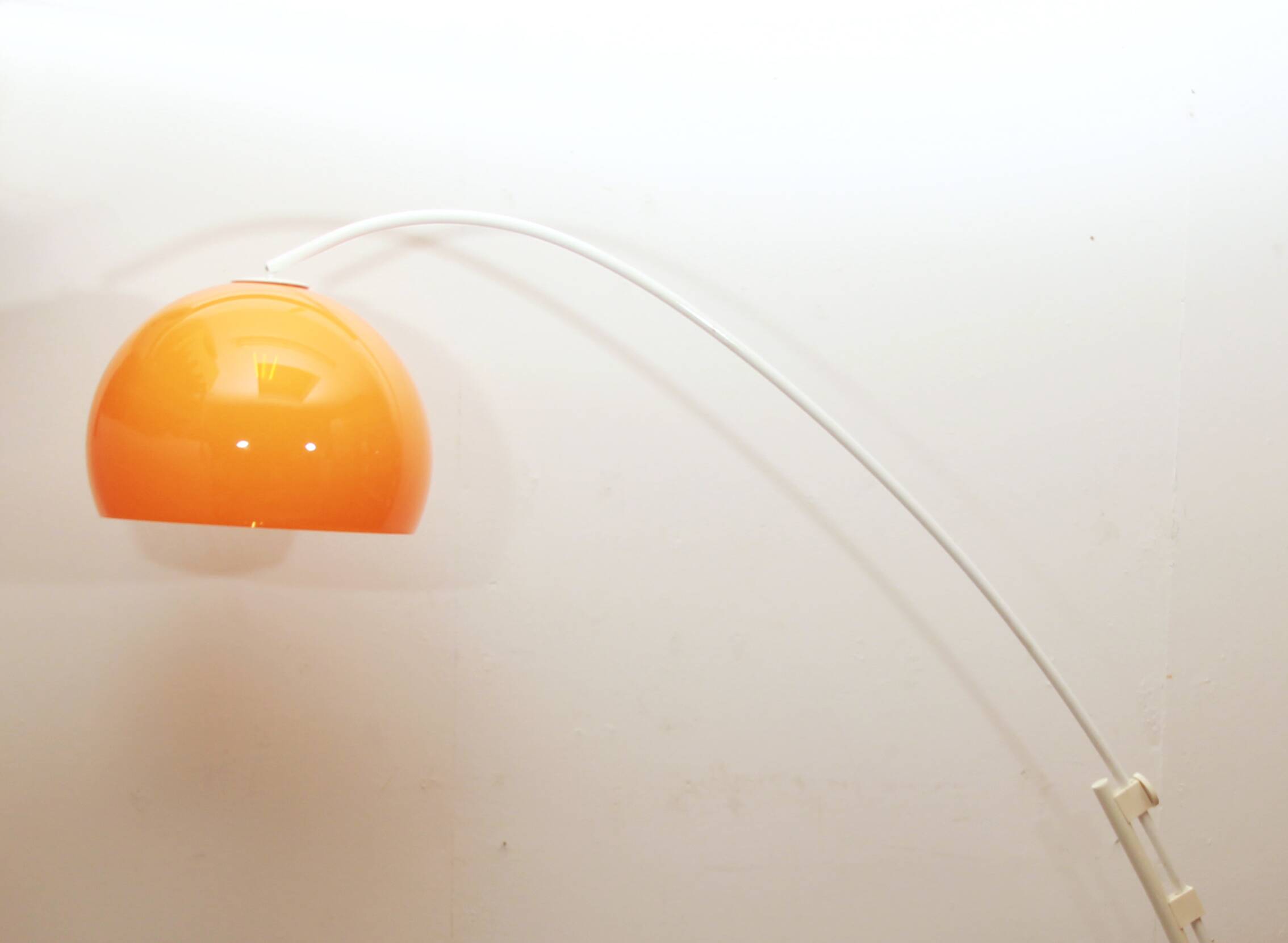 1970s floor lamp /arc lamp i white and orange