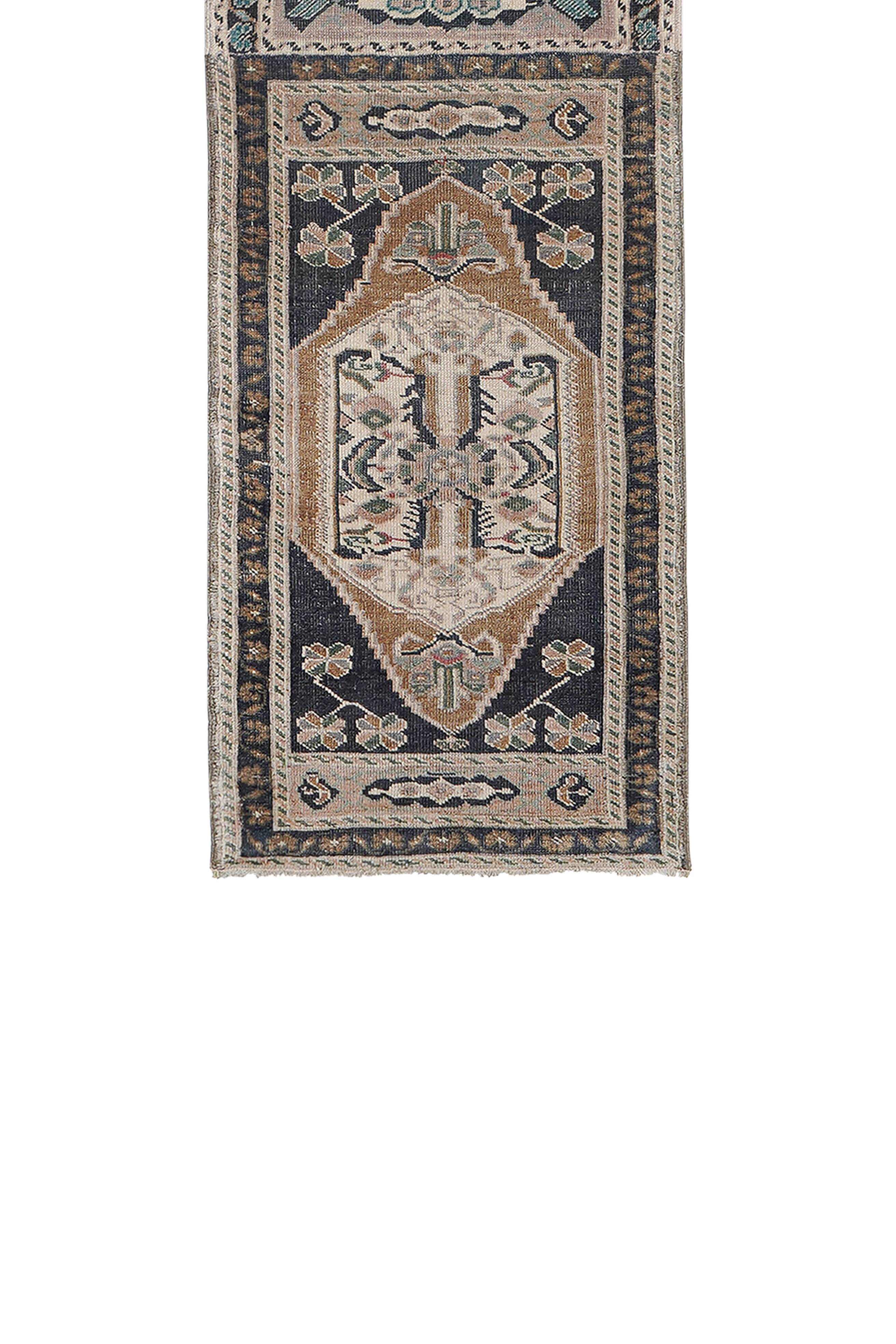 Vintage Turkish Oushak Rug Handwoven 59x200 cm
