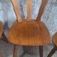 Set of 8 rustic bistro chairs in beech wood with honey patina, 1950s.