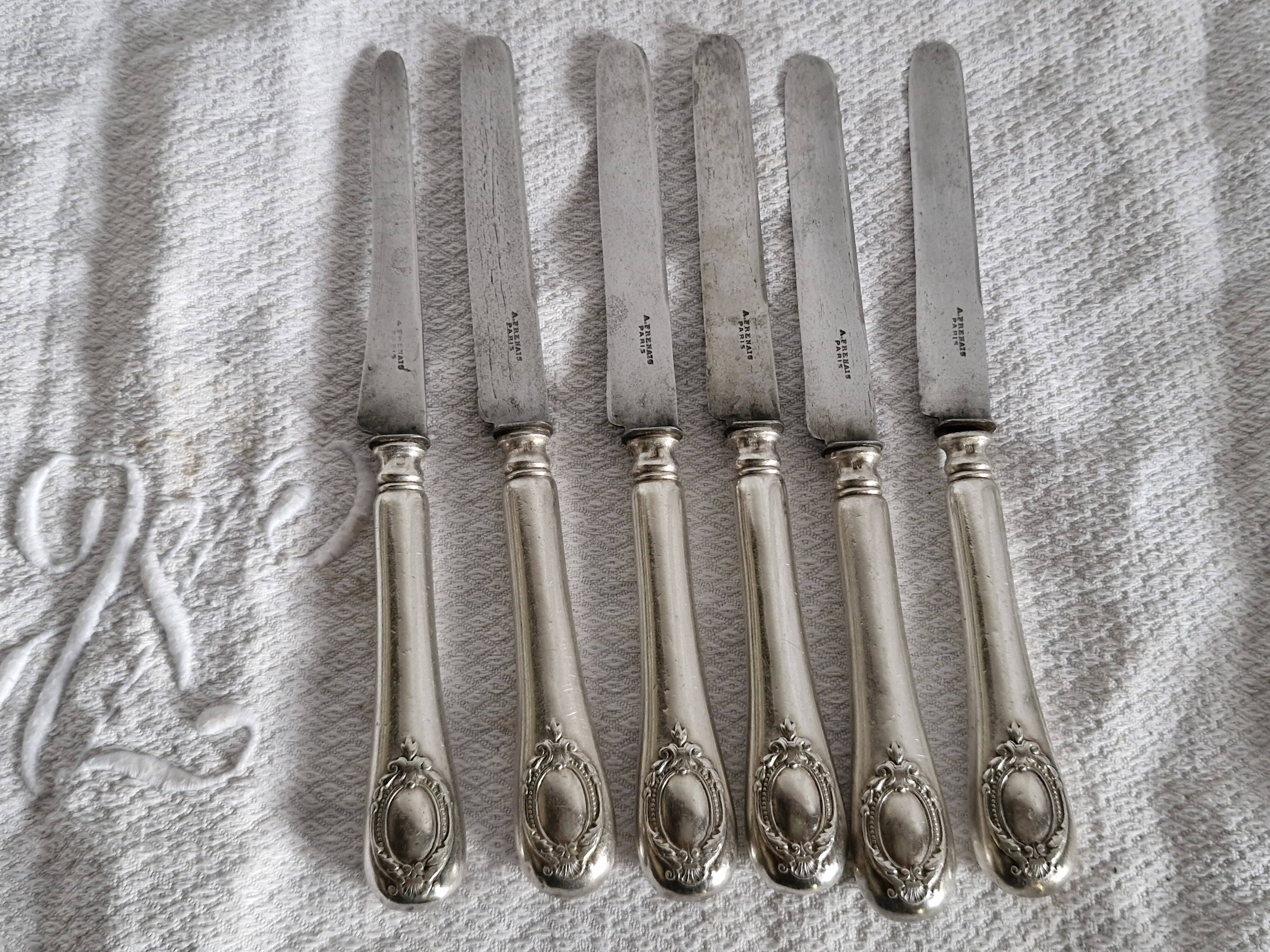12 antique knives - Silversmith A Frenais Paris - 6 large & 6 small