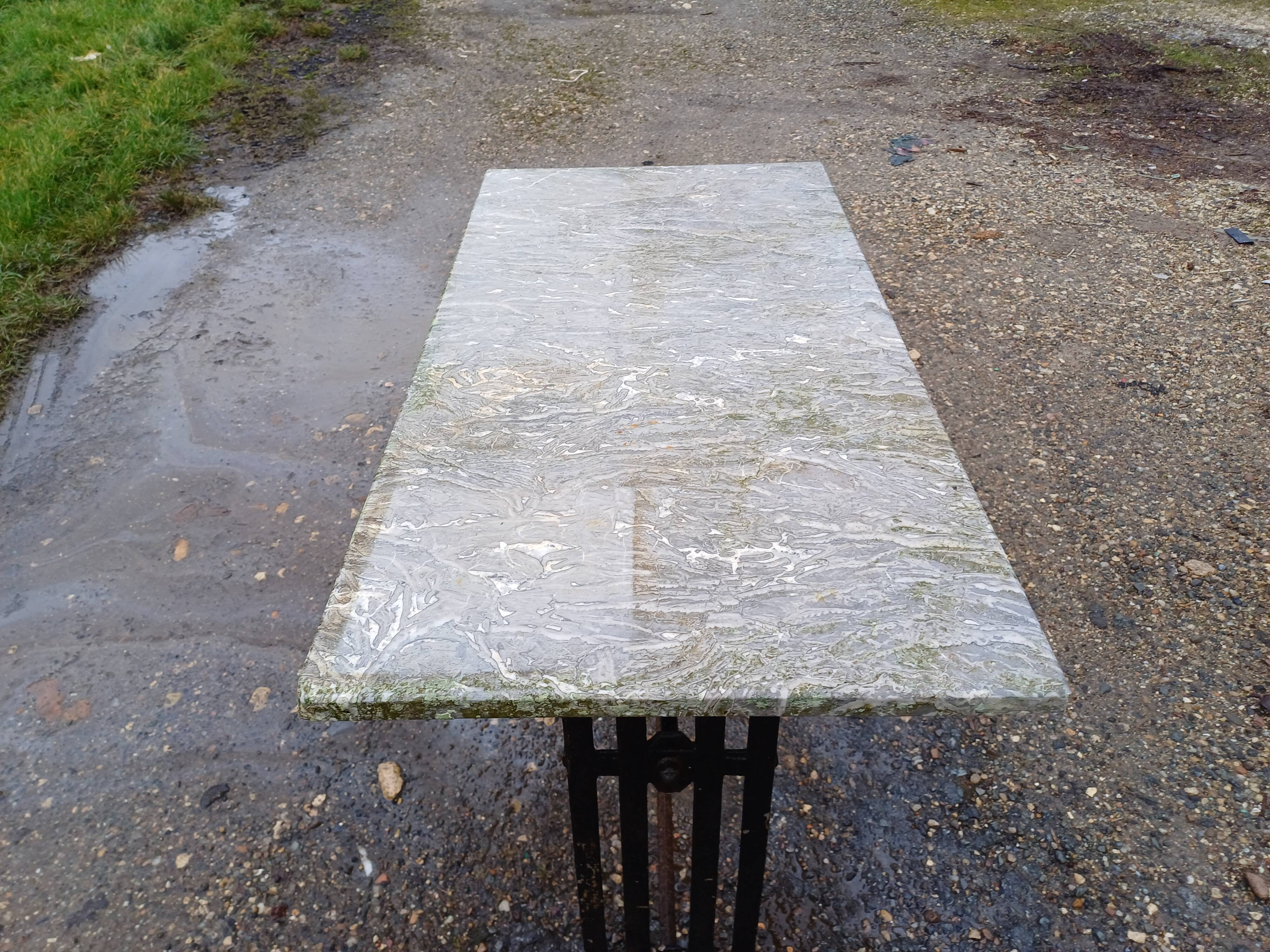 Art Deco Cast Iron and Marble Bistro Table