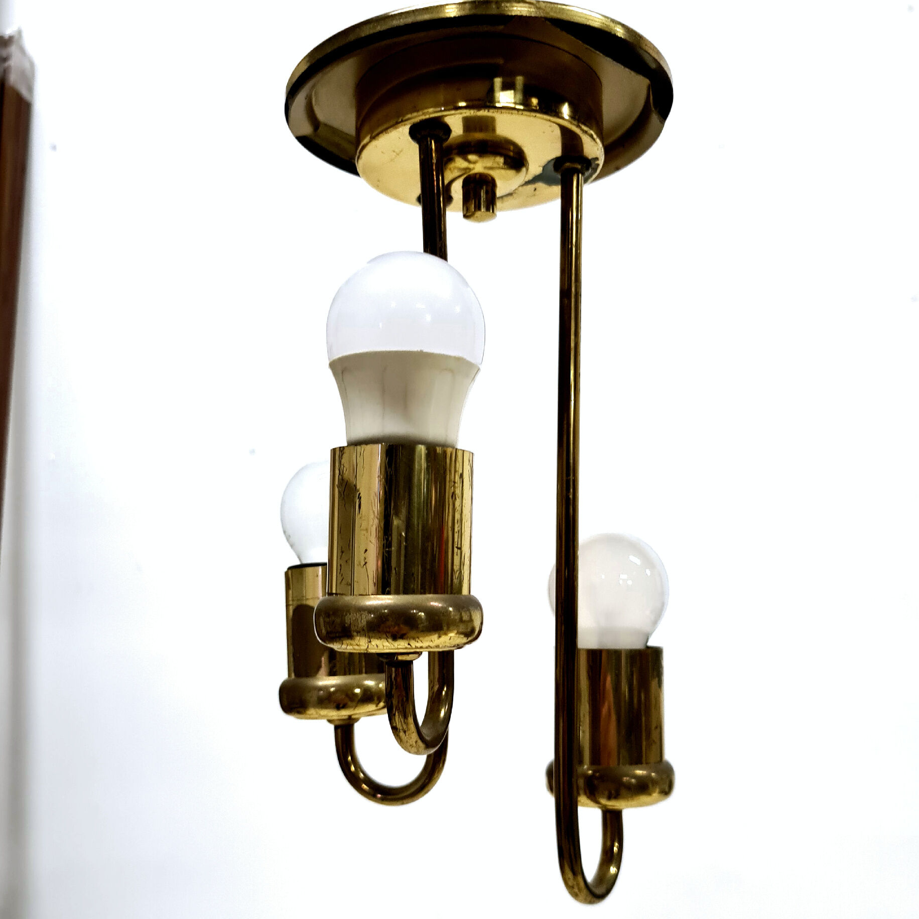 Amber glass and brass globe lamp, Germany 1960s