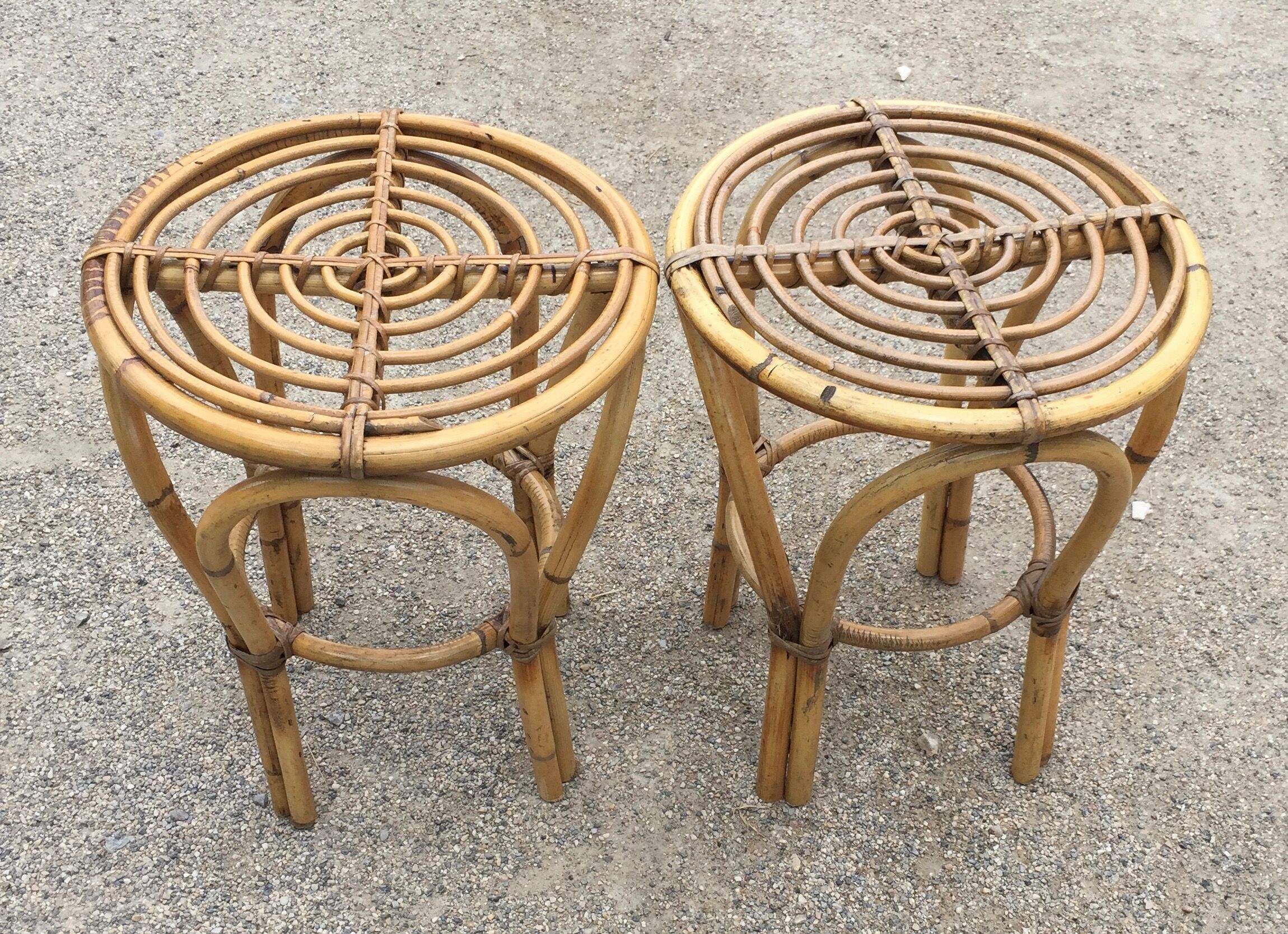 Pair of rattan stools