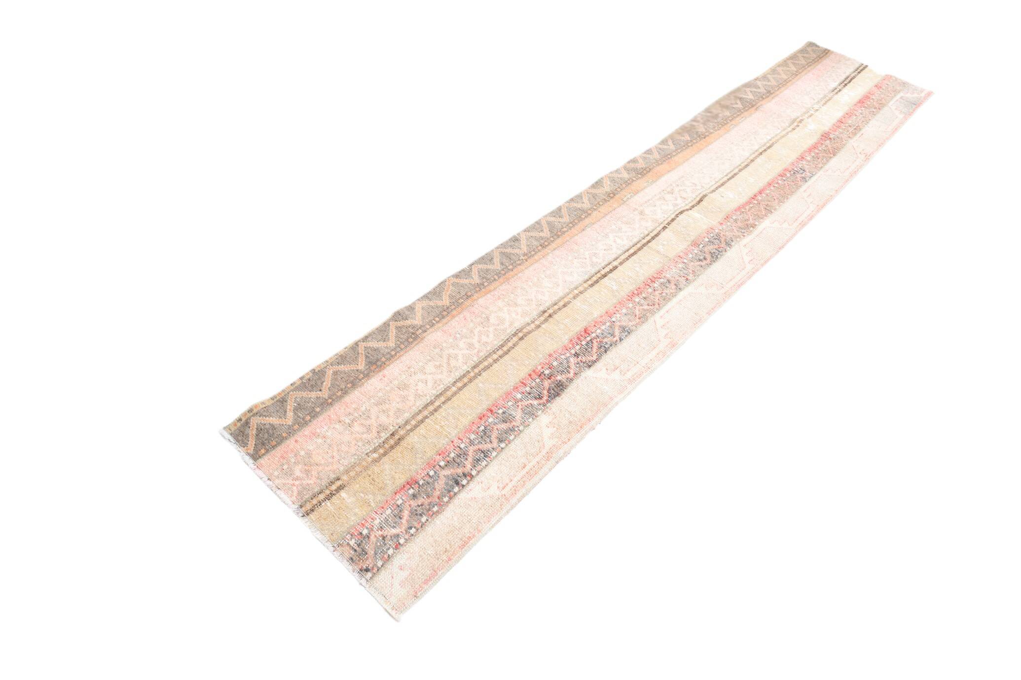 2x10 Contemporary Red & Beige Turkish Runner Rug, 59x298Cm