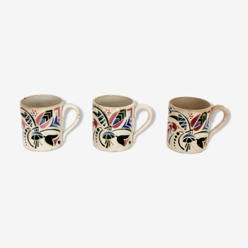 3  art deco cups