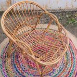"Shell" vintage armchair rattan