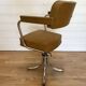 Fauteuil de Bureau Pivotant Vintage 1970 – Style Space Age Chrome & Camel
