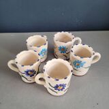 Set of 5 glazed ceramic coffee mugs