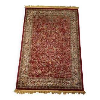 Beau tapis Kashmir "Arbre de vie" en laine entièrement fait main