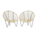 Pair of 60s tripod armchairs in metal and yellow scoubidou