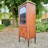 Small marquetry display case in transition style, 19th century