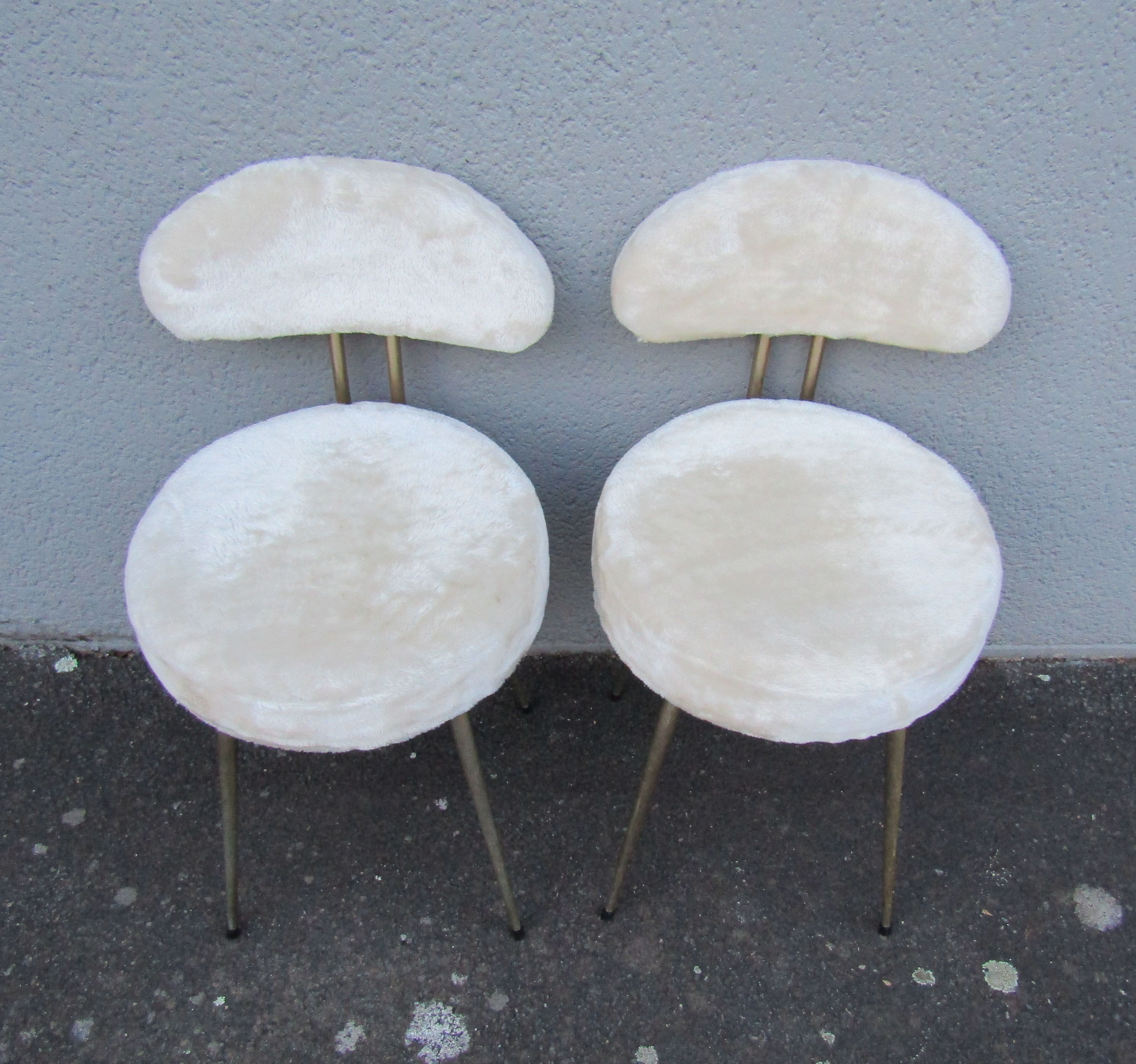 Set of 2 Pelfran vintage ivory fur chairs