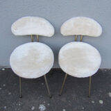 Set of 2 Pelfran vintage ivory fur chairs