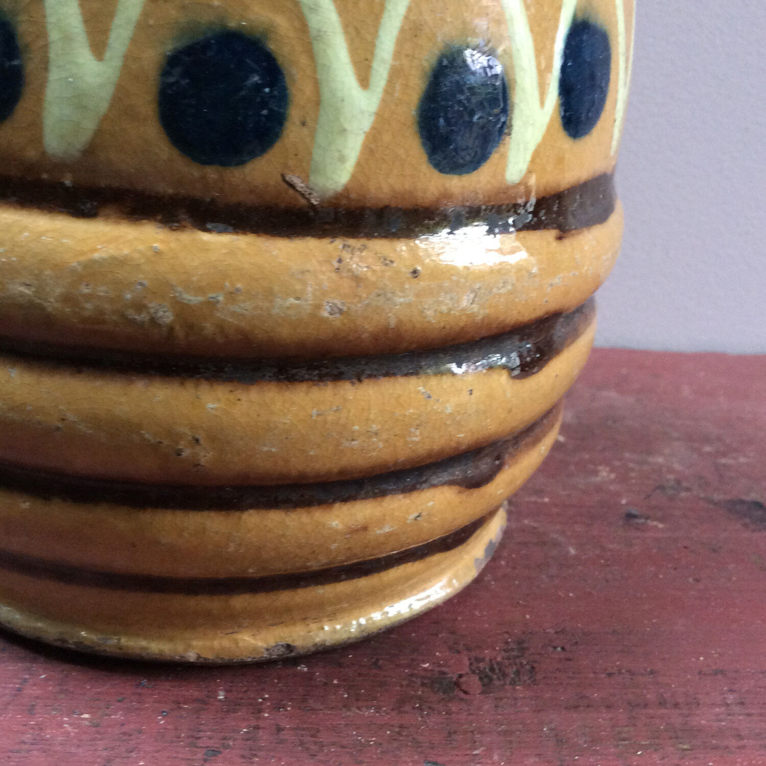 Glazed pottery pitcher