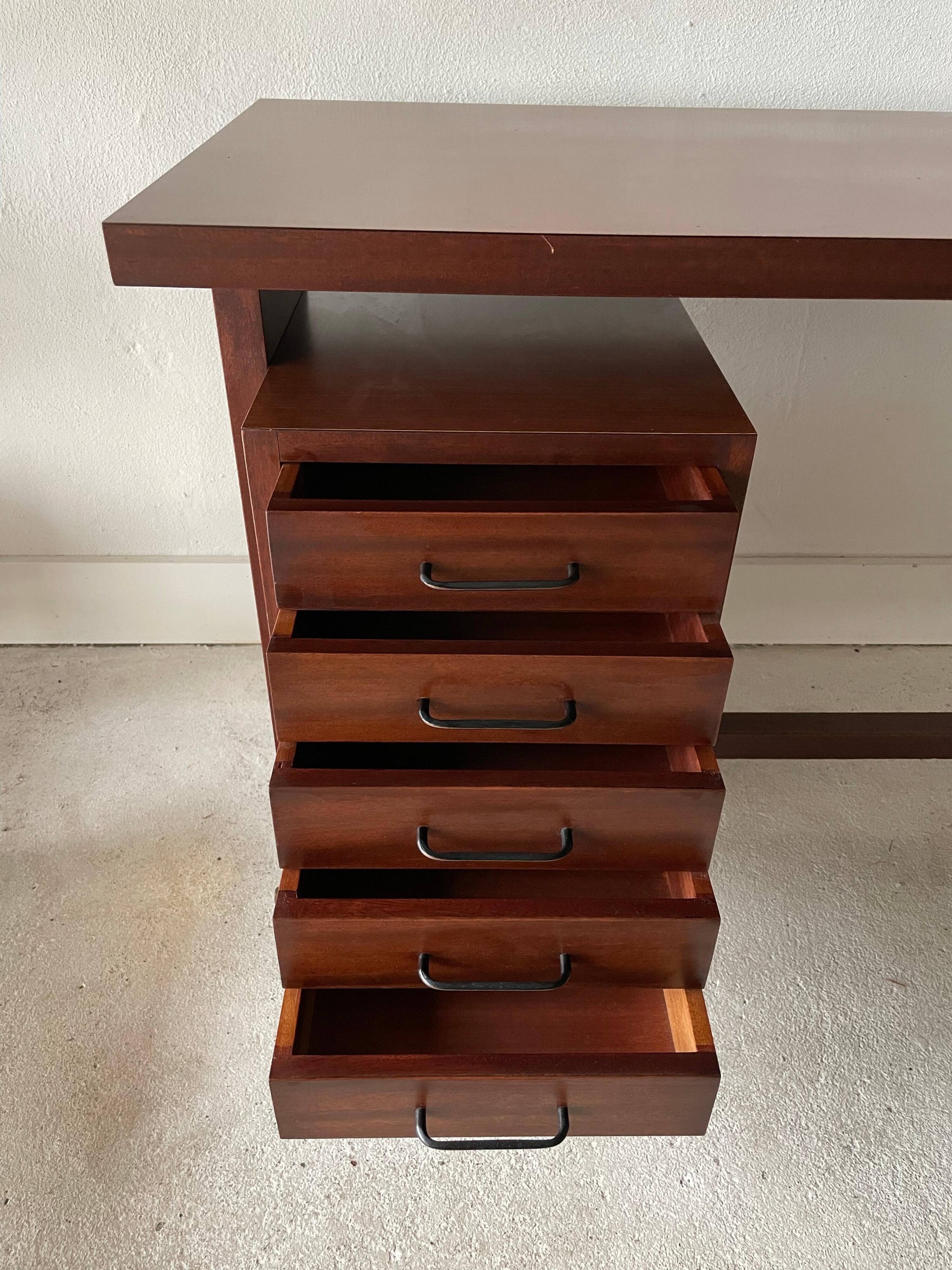 Mid-century modern Italian desk with 5 drawers, 1960s, Italy