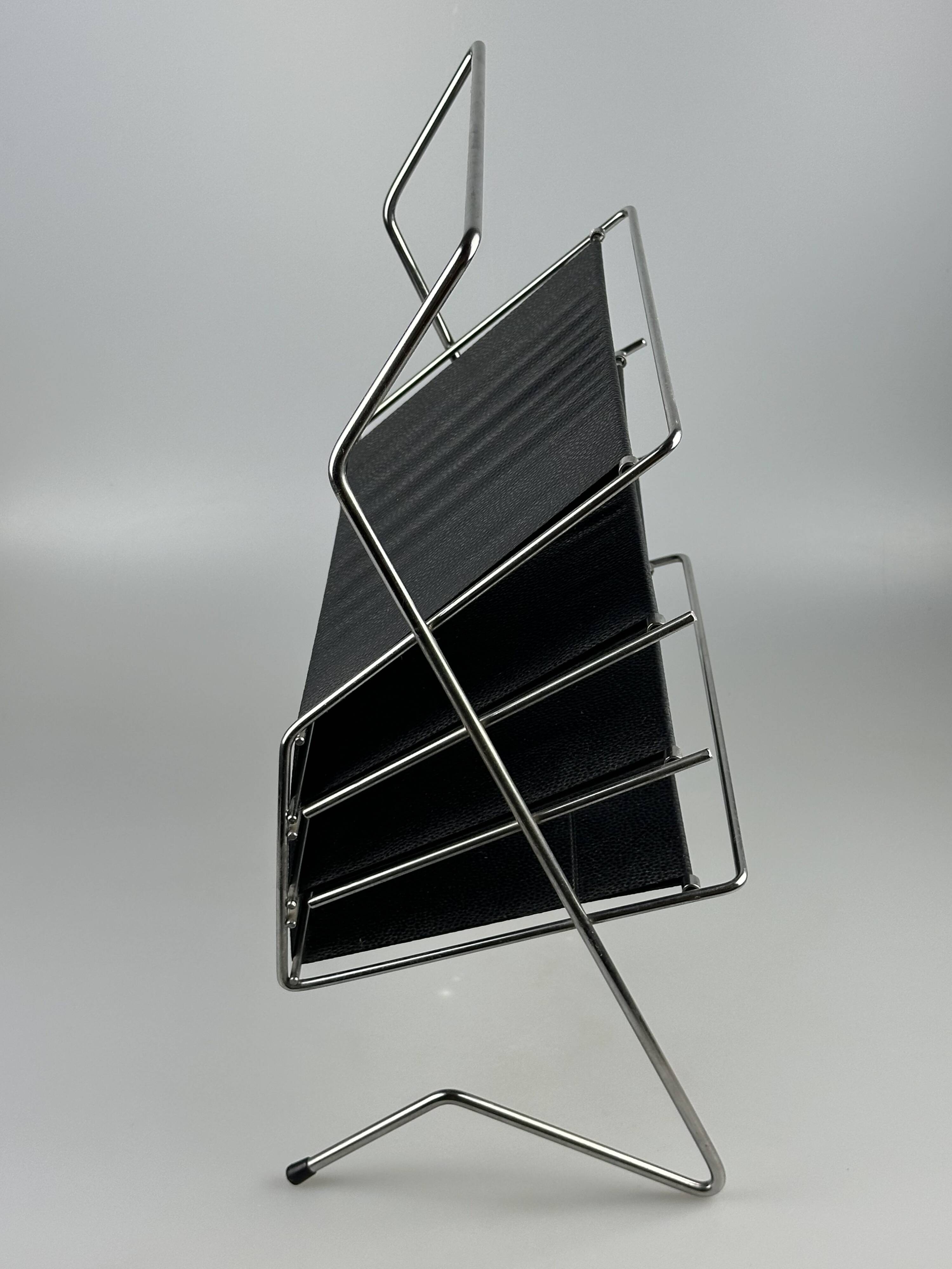 1960s 1970s Newspaper Holder in Metal & Plastic Space Age Design