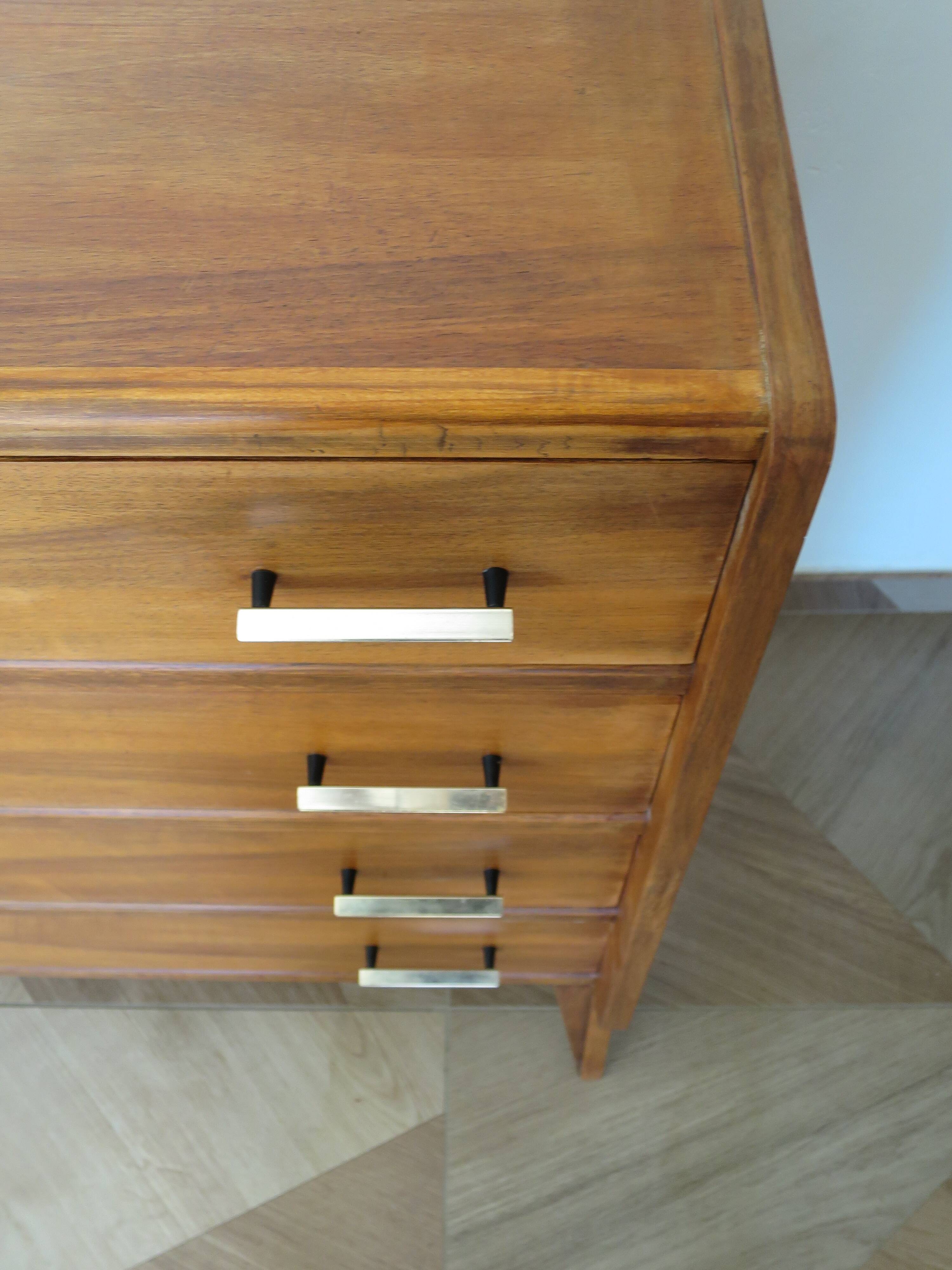 Cabinetmaker's chest of drawers - 4 drawers - golden oak - with oblique profile - compass feet - 1950