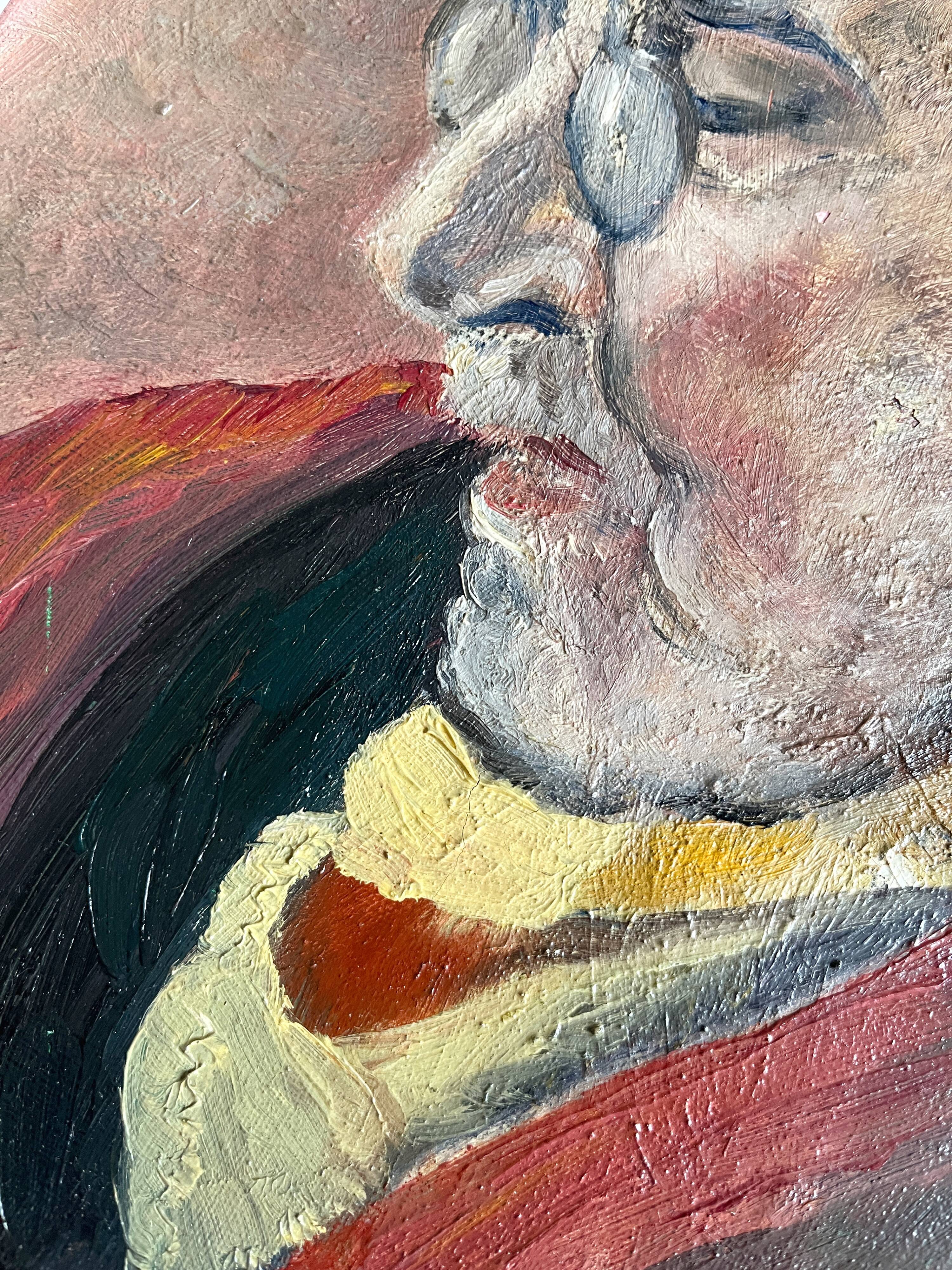 Antique painting, oil on canvas, portrait of a man, signed Y. Mercier Contart