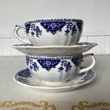Pair of cups and saucers / Delft blue Gien earthenware