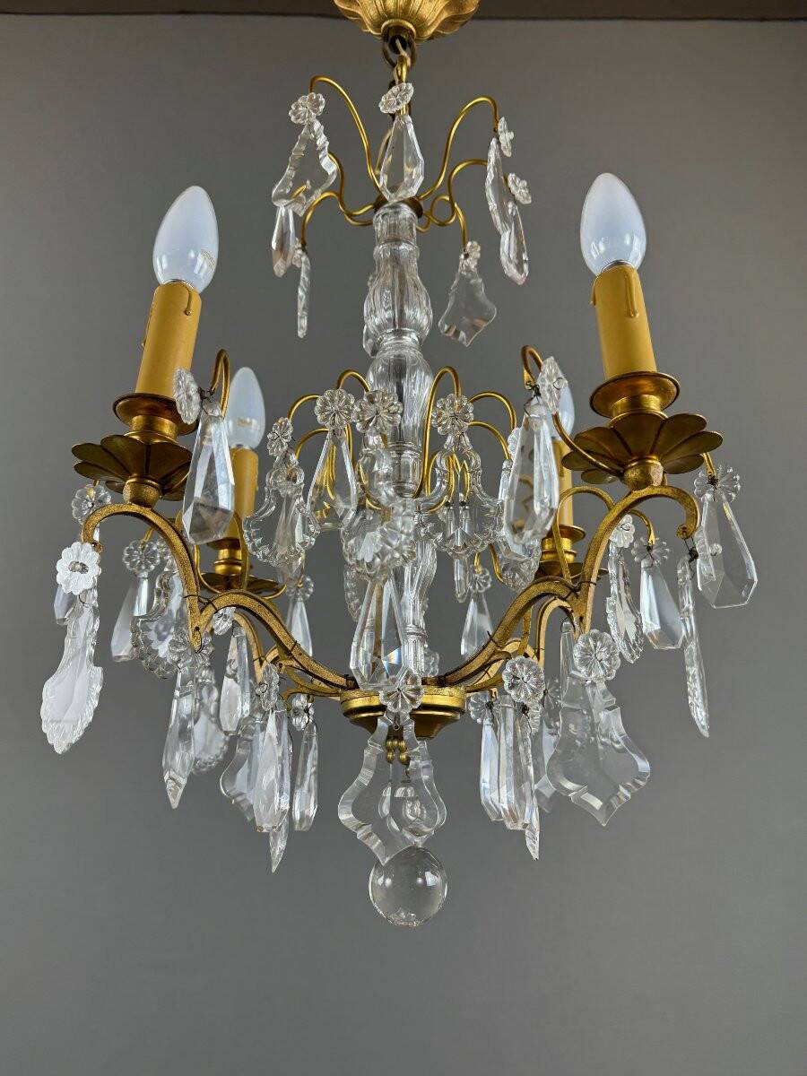 Lustre en cristal et bronze doré, début XXe siècle