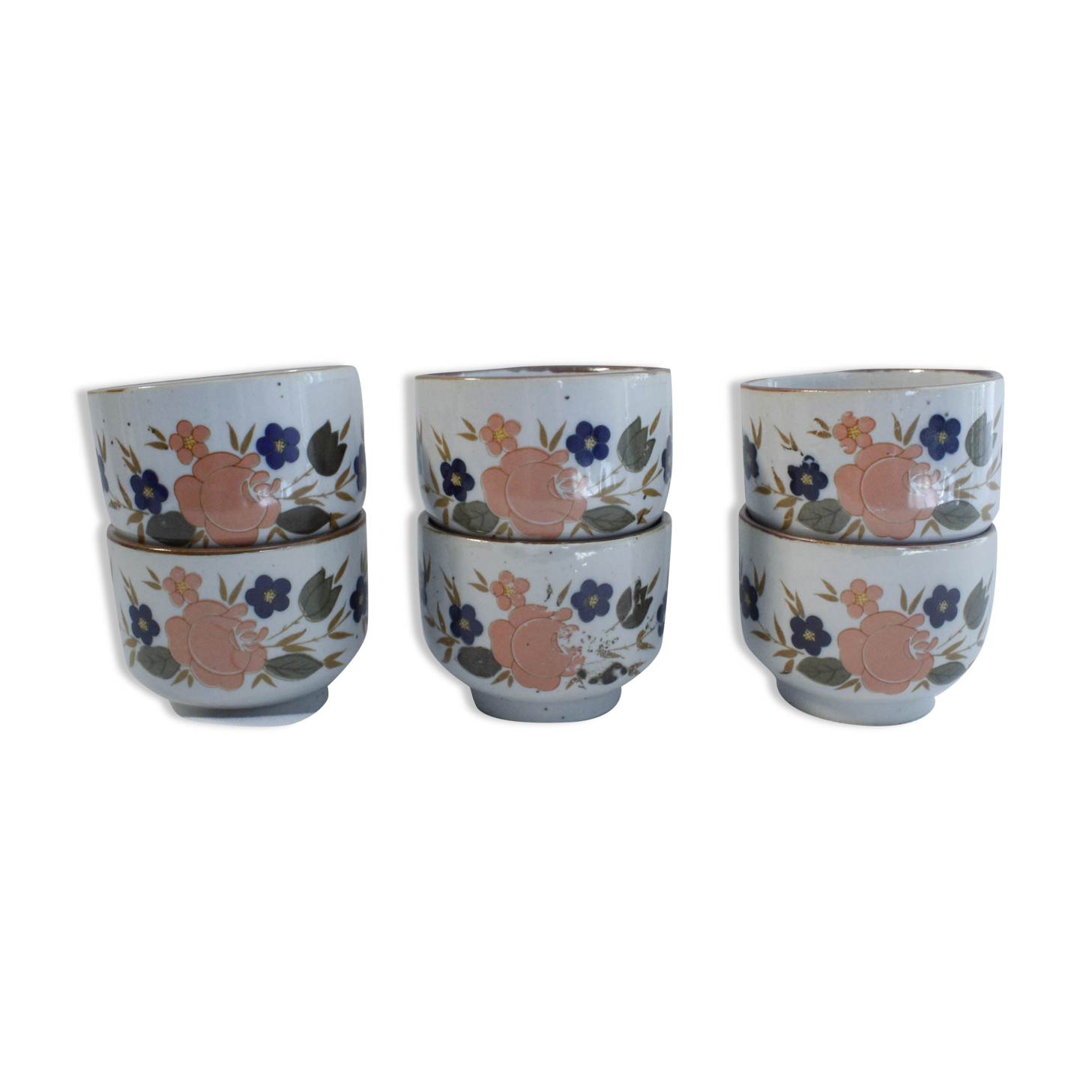 Set of 6 tea cups vintage floral patterns