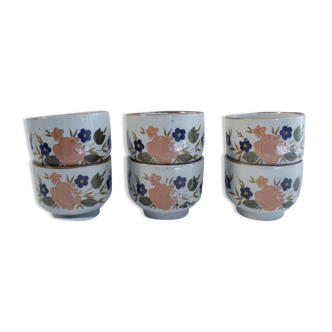 Set of 6 tea cups vintage floral patterns